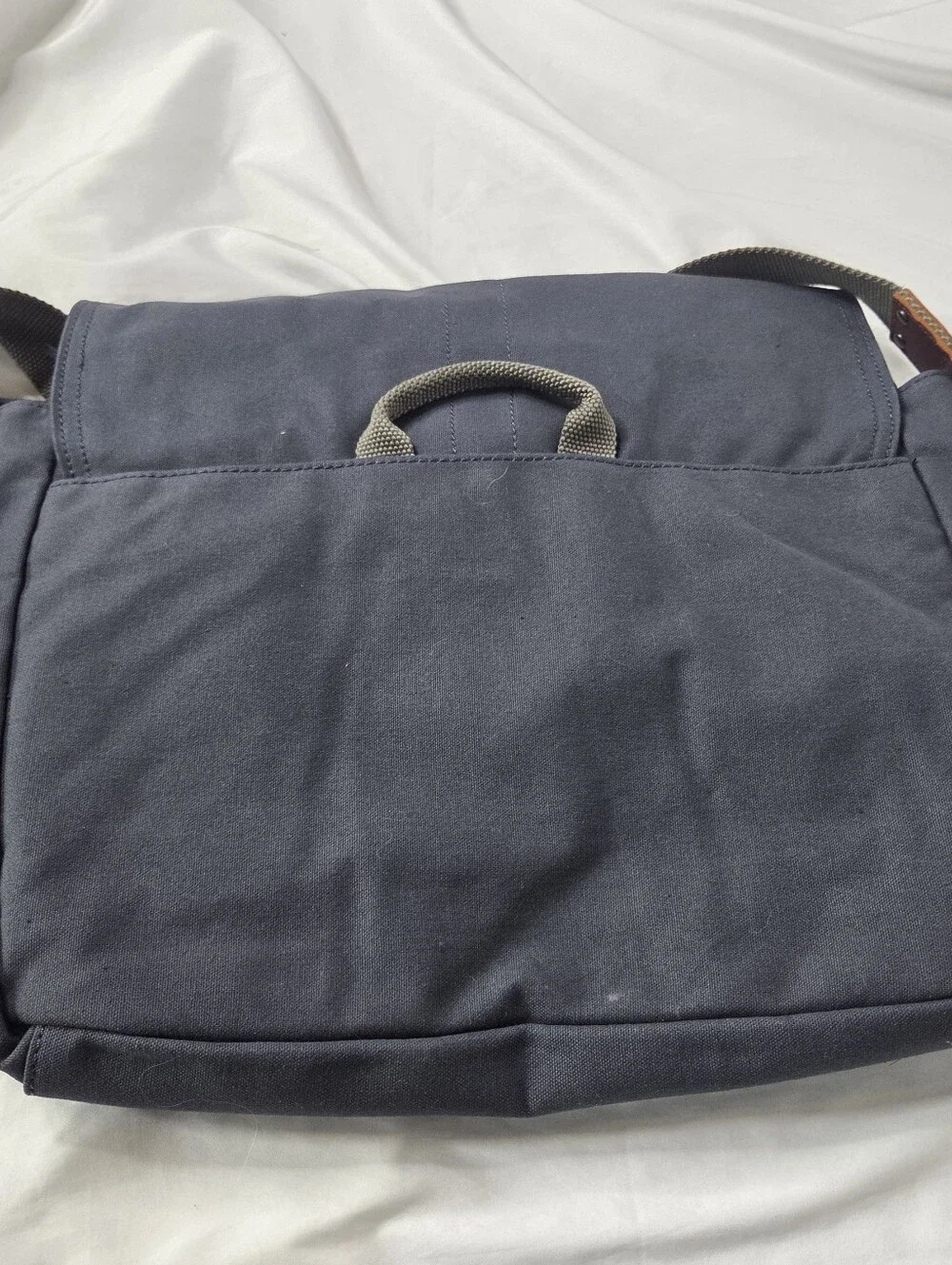 LL Bean Gray Canvas Messenger Bag with Adjustable Strap